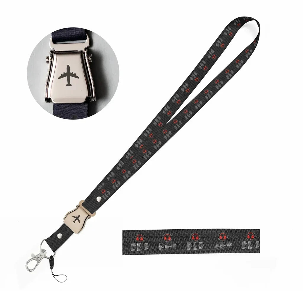 Aviation Alphabet 3 seat belt lanyard - black