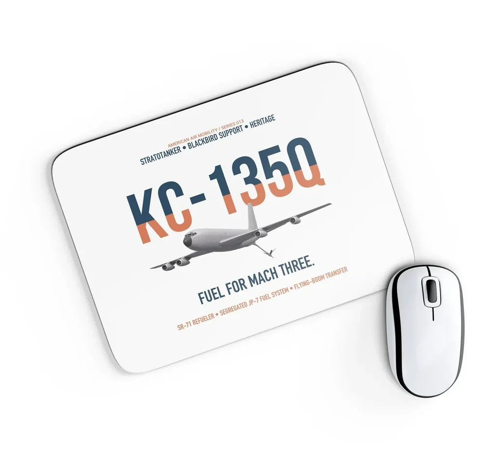 KC-135Q Blackbird Tanker design on white rectangle mouse pad