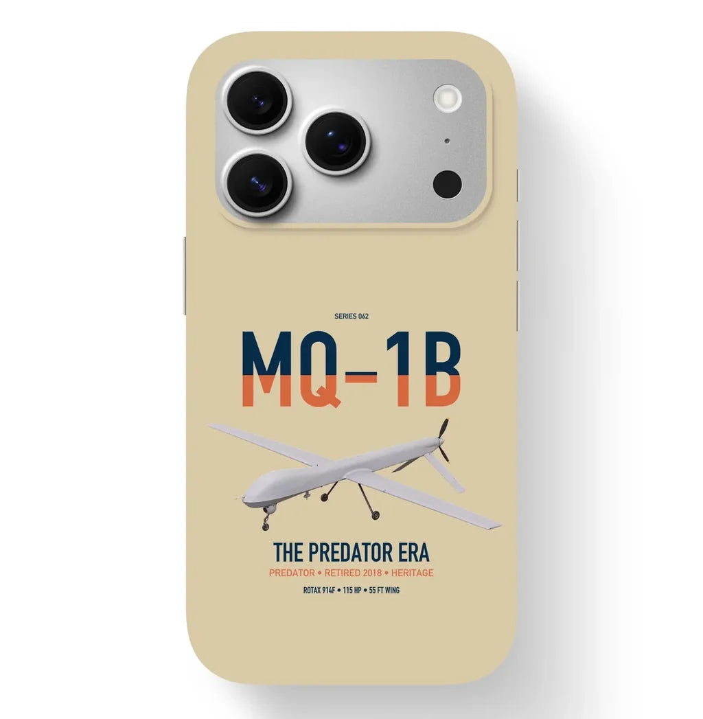 MQ-1B Predator design on beige magsafe iphone case, for iPhone 17 Pro