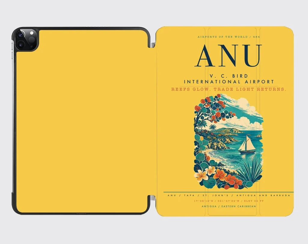 V. C. Bird International Airport (ANU) design on yellow ipad tablet case