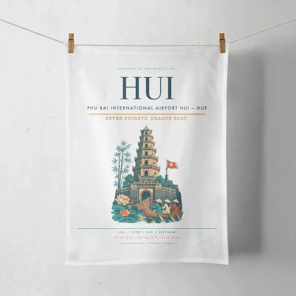 Phu Bai International Airport (HUI) design on white towel