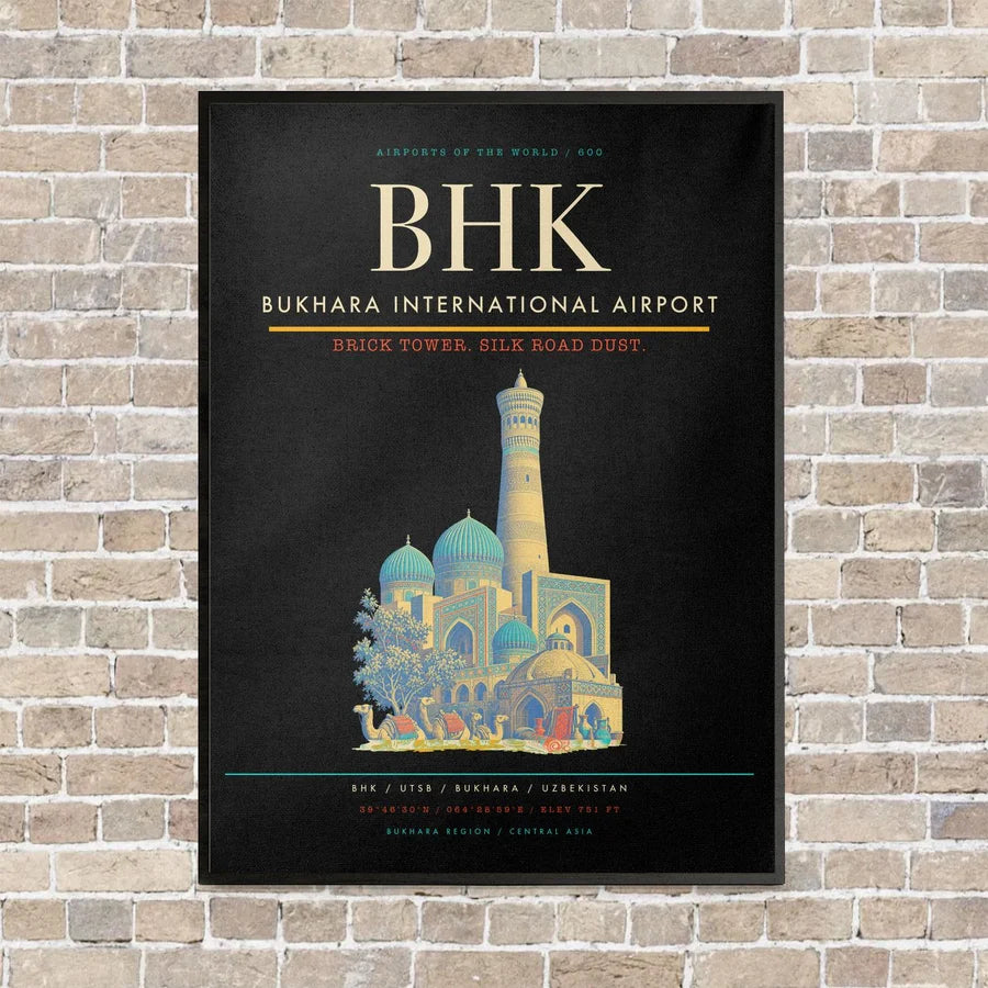Bukhara International Airport BHK - Canvas Framed - Black