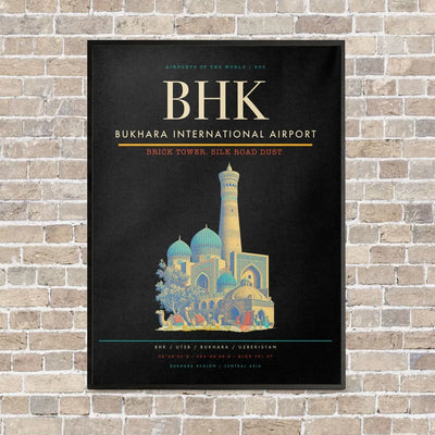 Bukhara International Airport BHK - Canvas Framed - Black