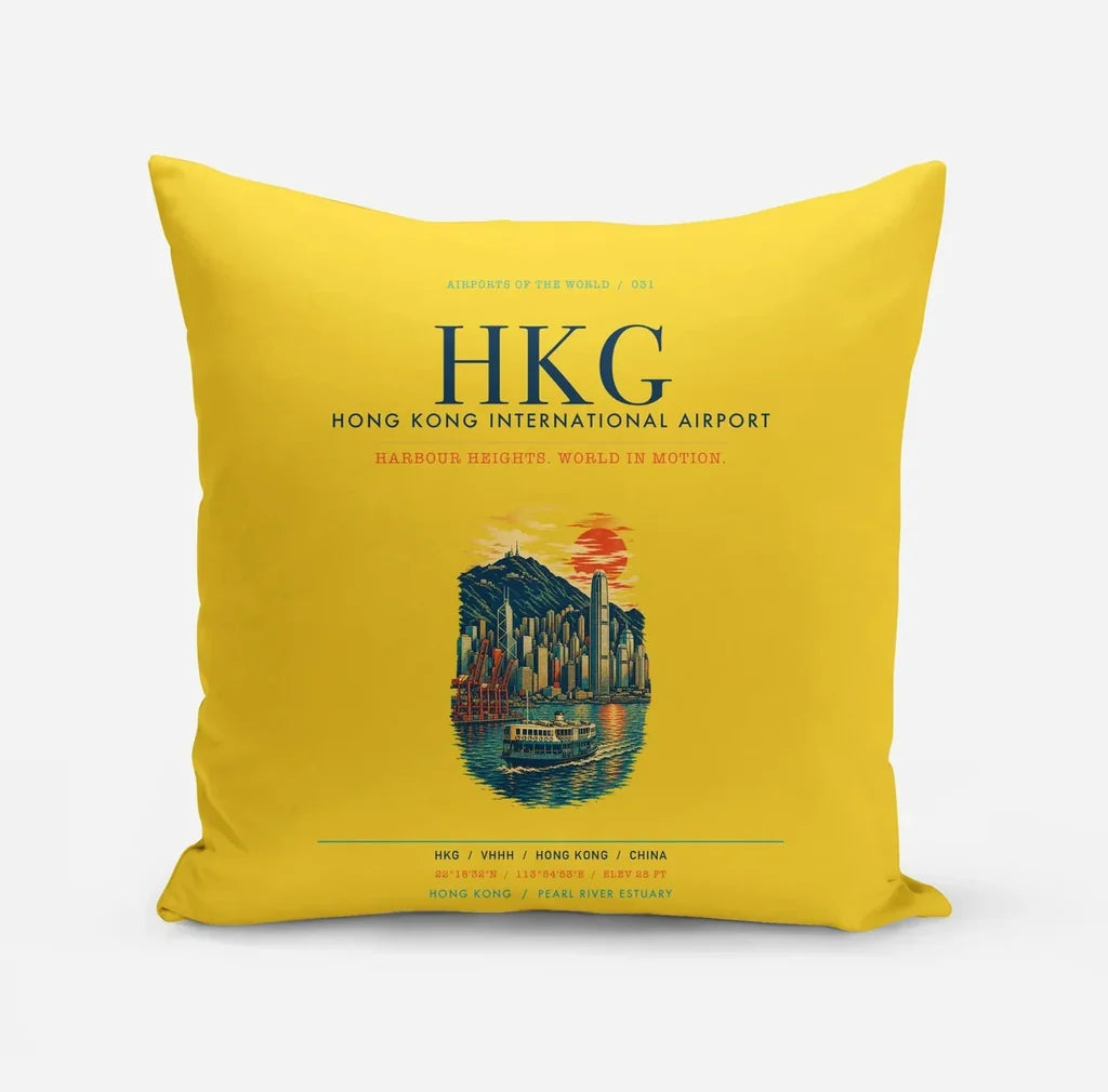 Hong Kong International Airport (HKG) design on yellow pillow