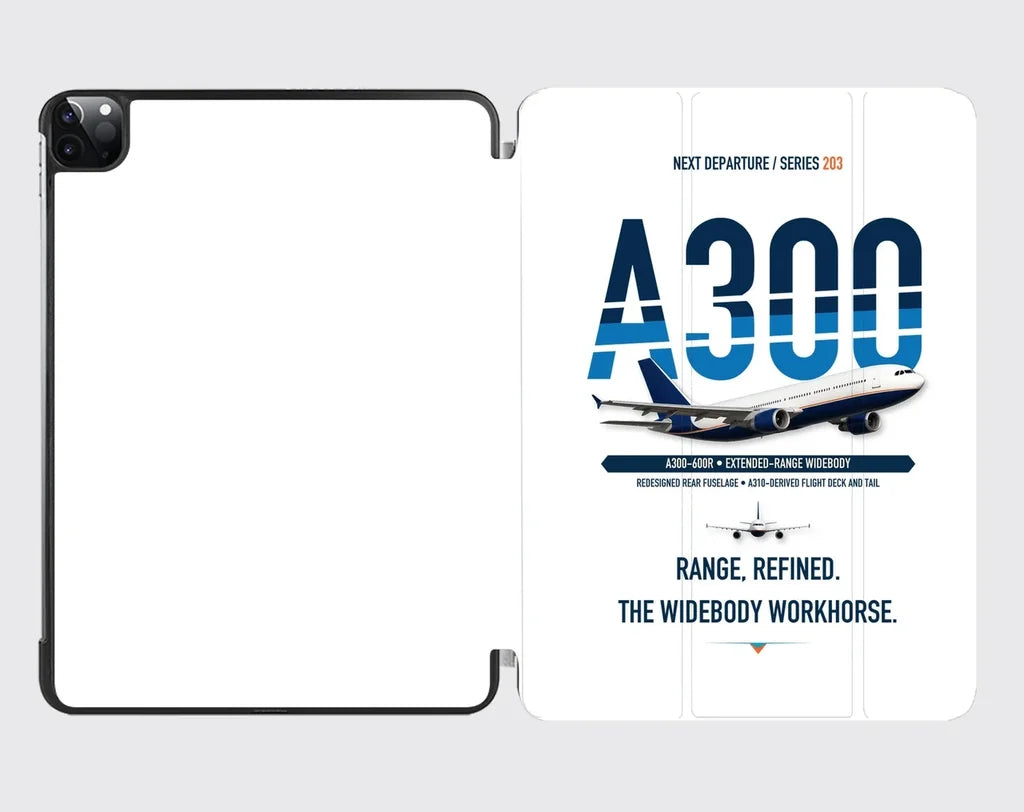 Airbus A300-600R design on white ipad tablet case