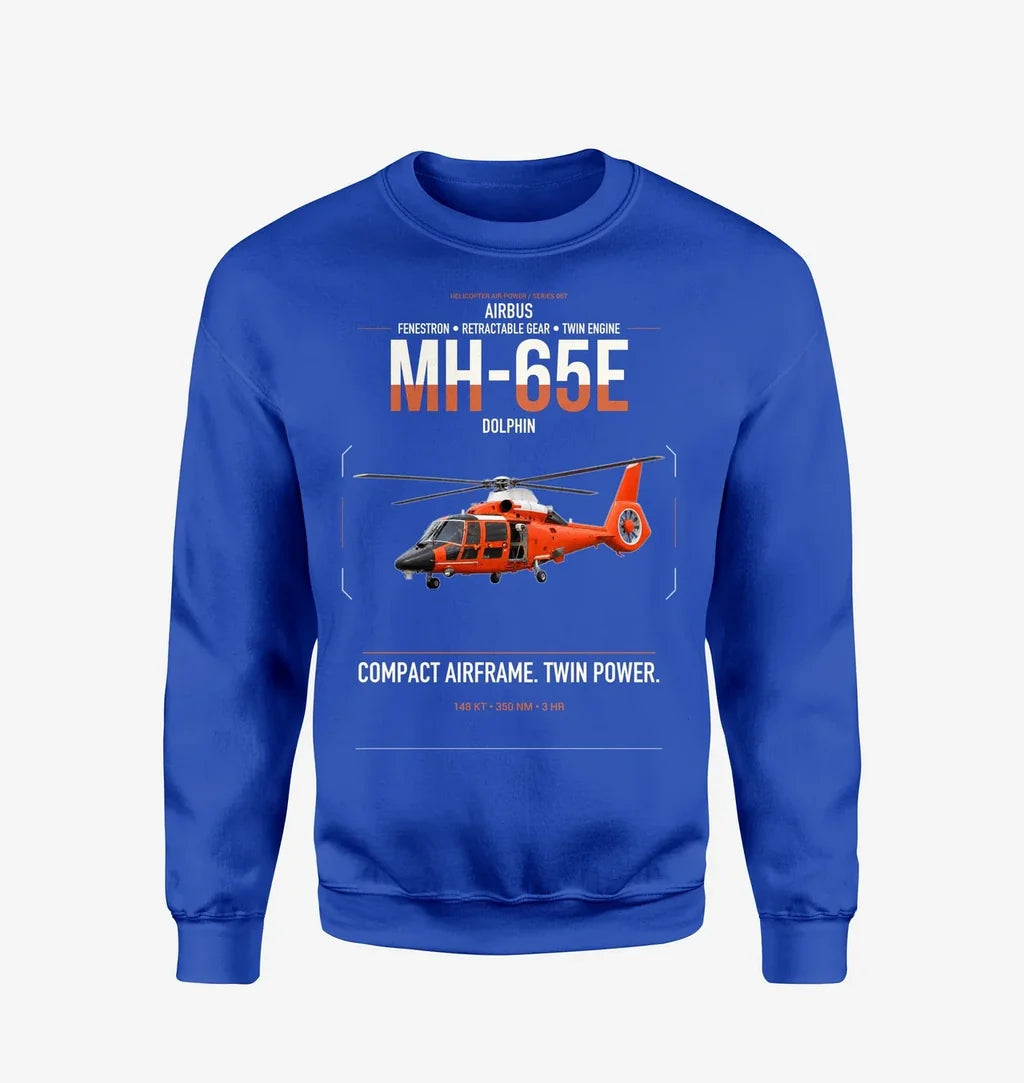 Airbus MH-65E Dolphin design on blue sweatshirt