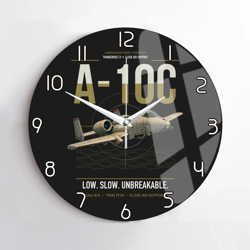 A-10C Thunderbolt II design on black no frame wall clock