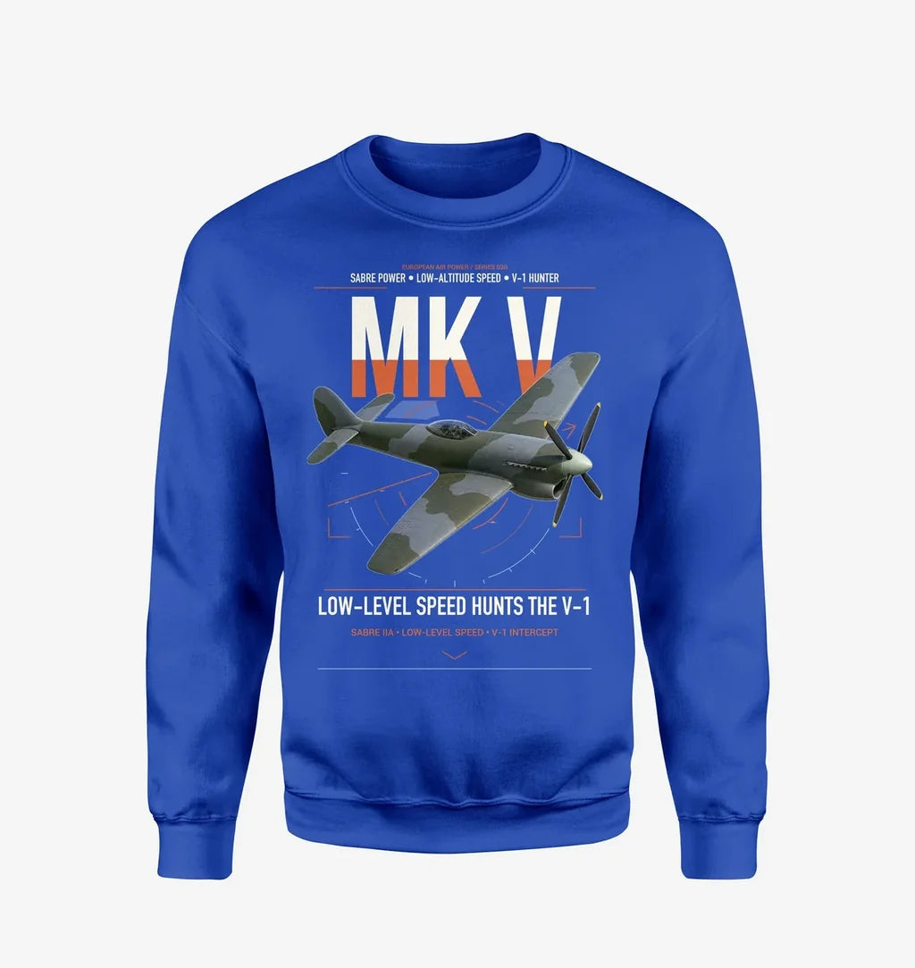 Hawker Tempest Mk V design on blue sweatshirt
