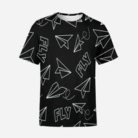 Thumbnail for Paper Airplane & Fly Black 3D T-Shirt - view 2