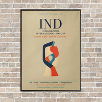 Thumbnail for Indianapolis International Airport IND vertical canvas print - framed - beige background