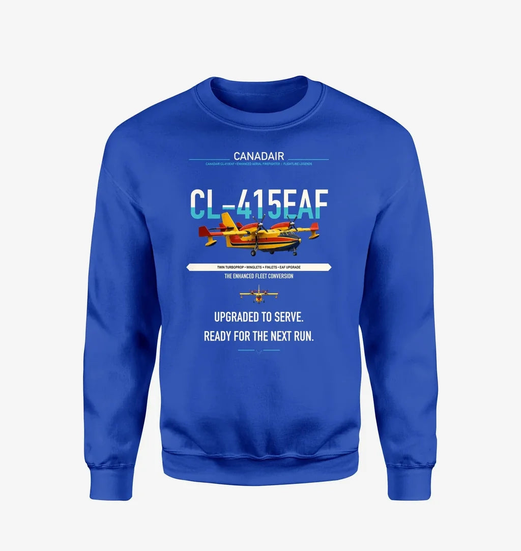Canadair CL-415EAF design on blue sweatshirt