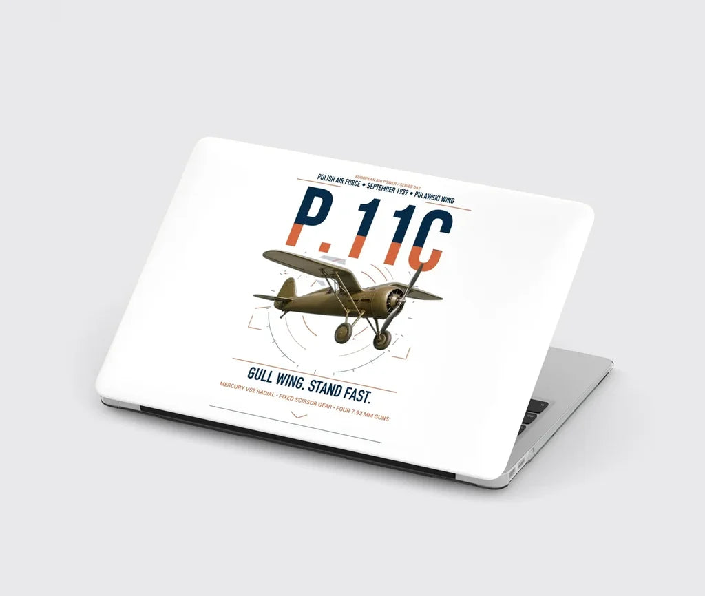 PZL P.11c design on white MacBook case