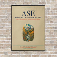 Thumbnail for Aspen - Pitkin County Airport ASE vertical canvas print - framed - beige background