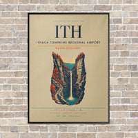 Thumbnail for Ithaca Tompkins Regional Airport ITH vertical canvas print - framed - beige background
