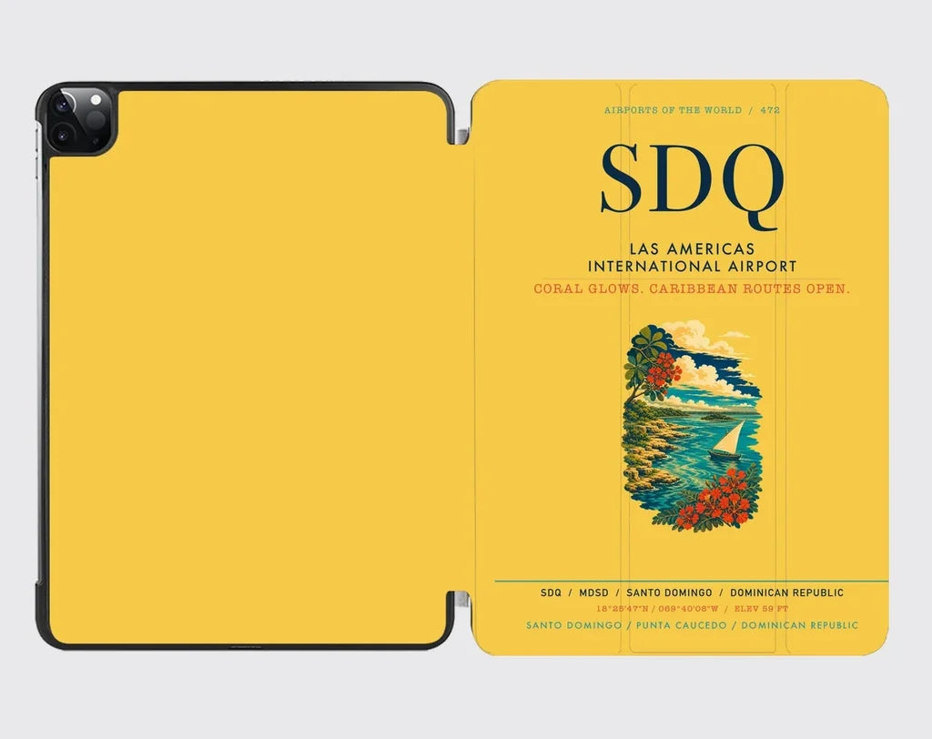 Las Americas International Airport (SDQ) design on yellow ipad tablet case