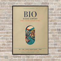 Thumbnail for Bilbao Airport BIO vertical canvas print - framed - beige background