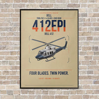 Thumbnail for Bell 412EPI vertical canvas print - framed - beige background