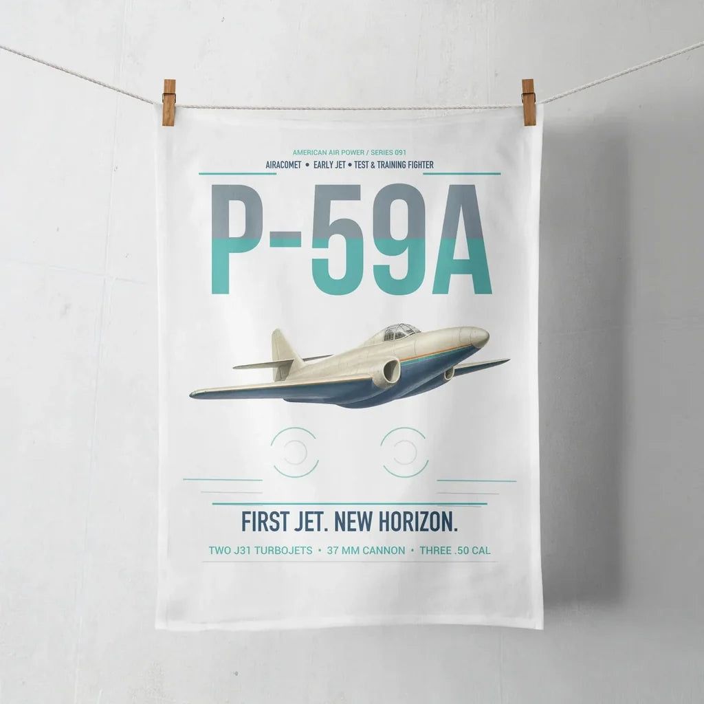 P-59A Airacomet design on white towel