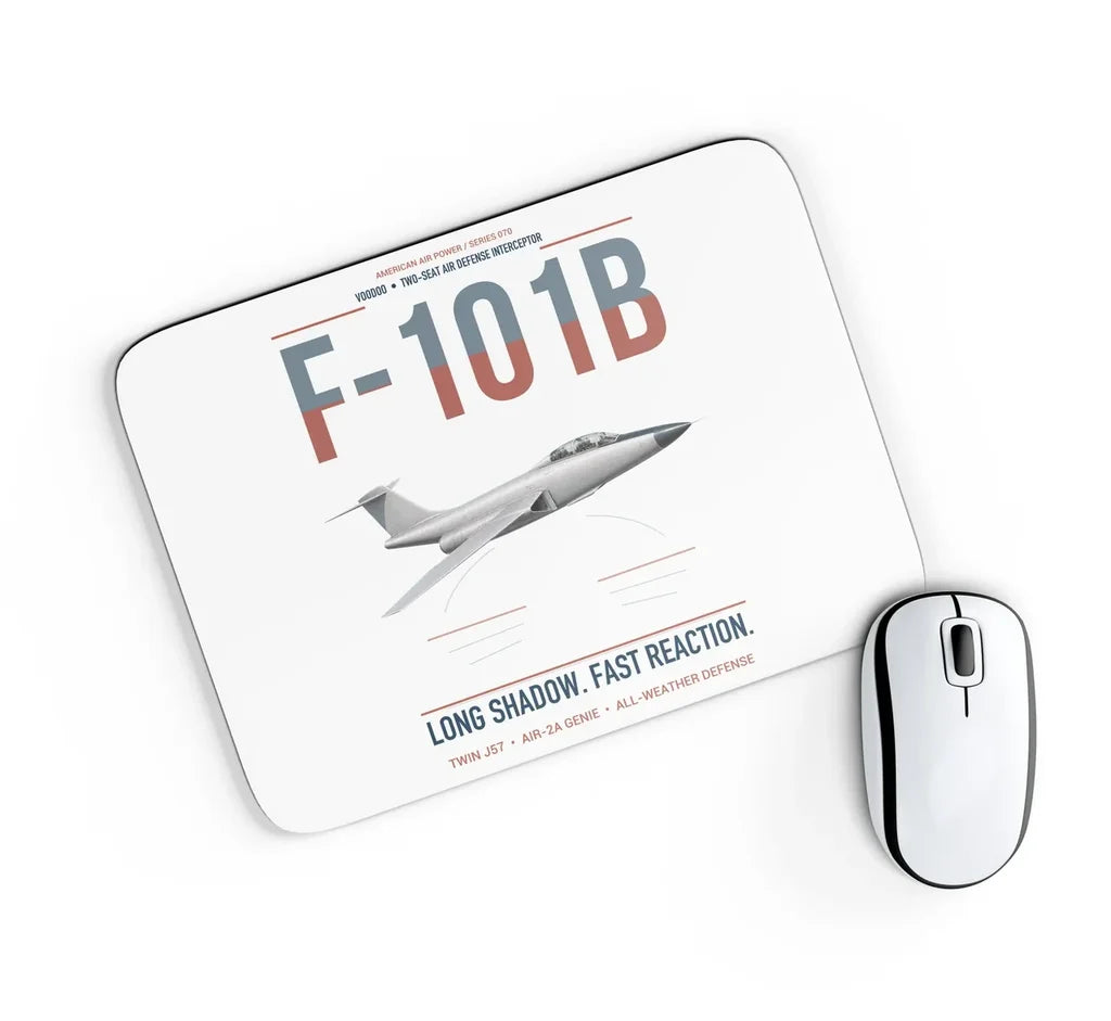 F-101B Voodoo design on white rectangle mouse pad