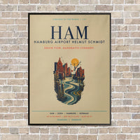 Thumbnail for Hamburg Airport Helmut Schmidt HAM vertical canvas print - framed - beige background