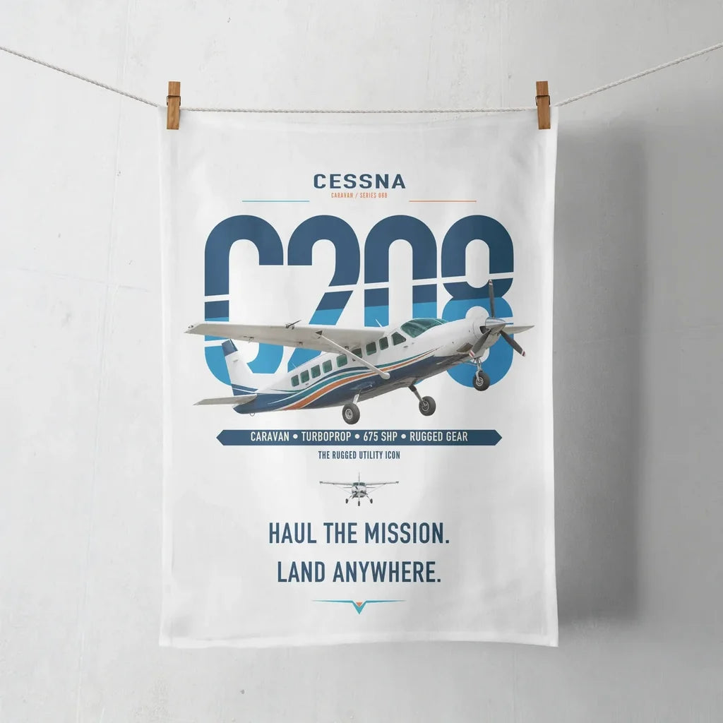 Cessna 208 Caravan design on white towel