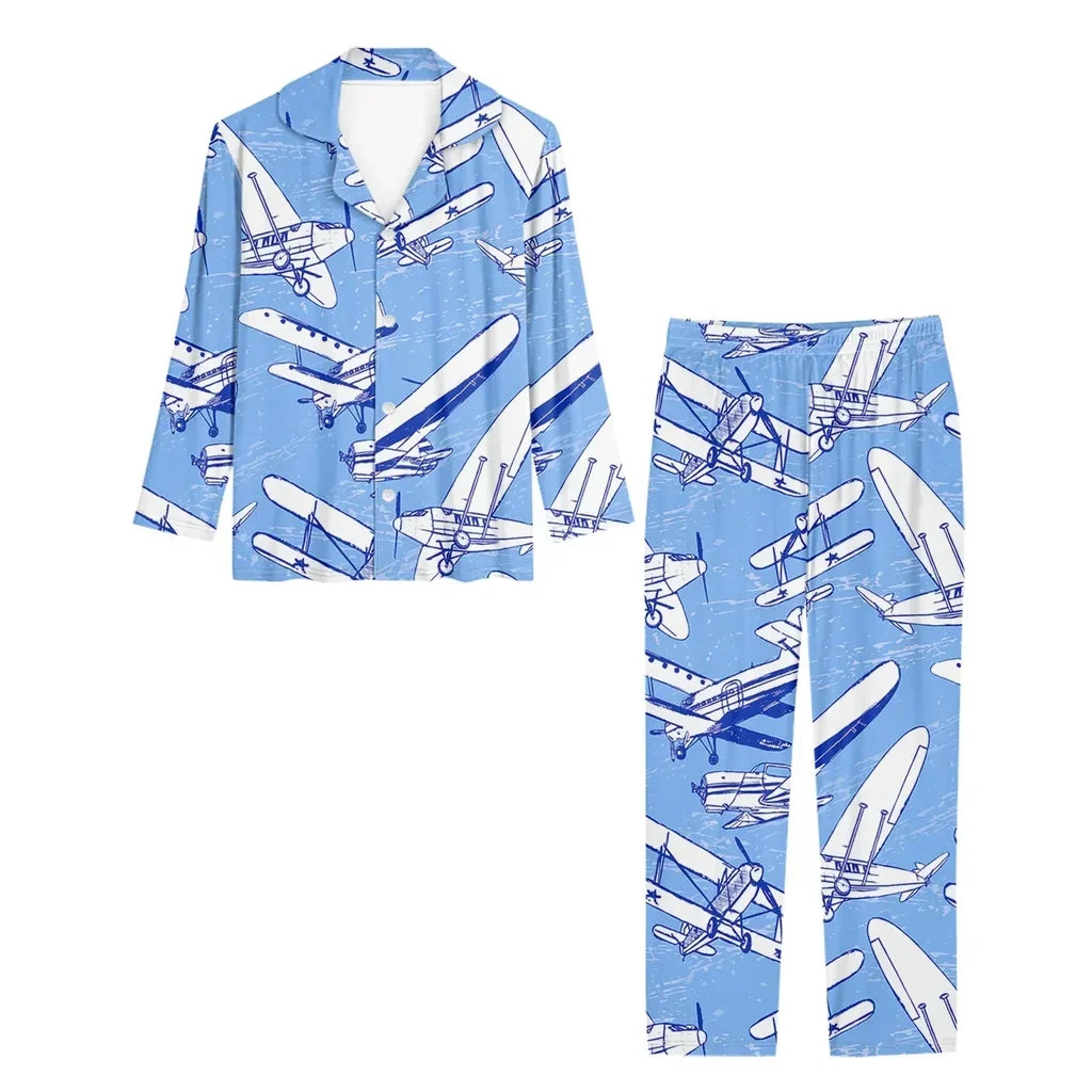 Retro & Vintage Airplanes men button pajamas - view 2