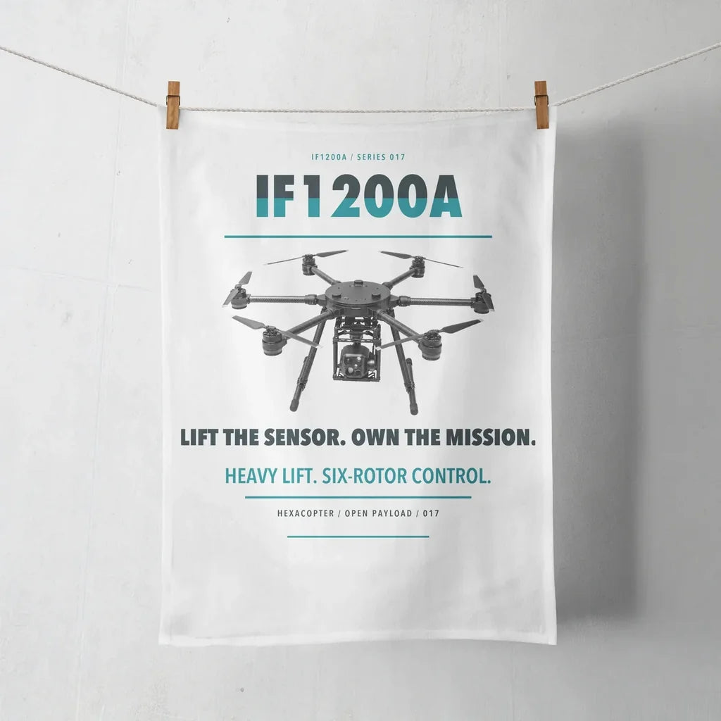 Inspired Flight IF1200A design on white towel