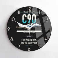 Thumbnail for Beechcraft King Air C90 design on black no frame wall clock