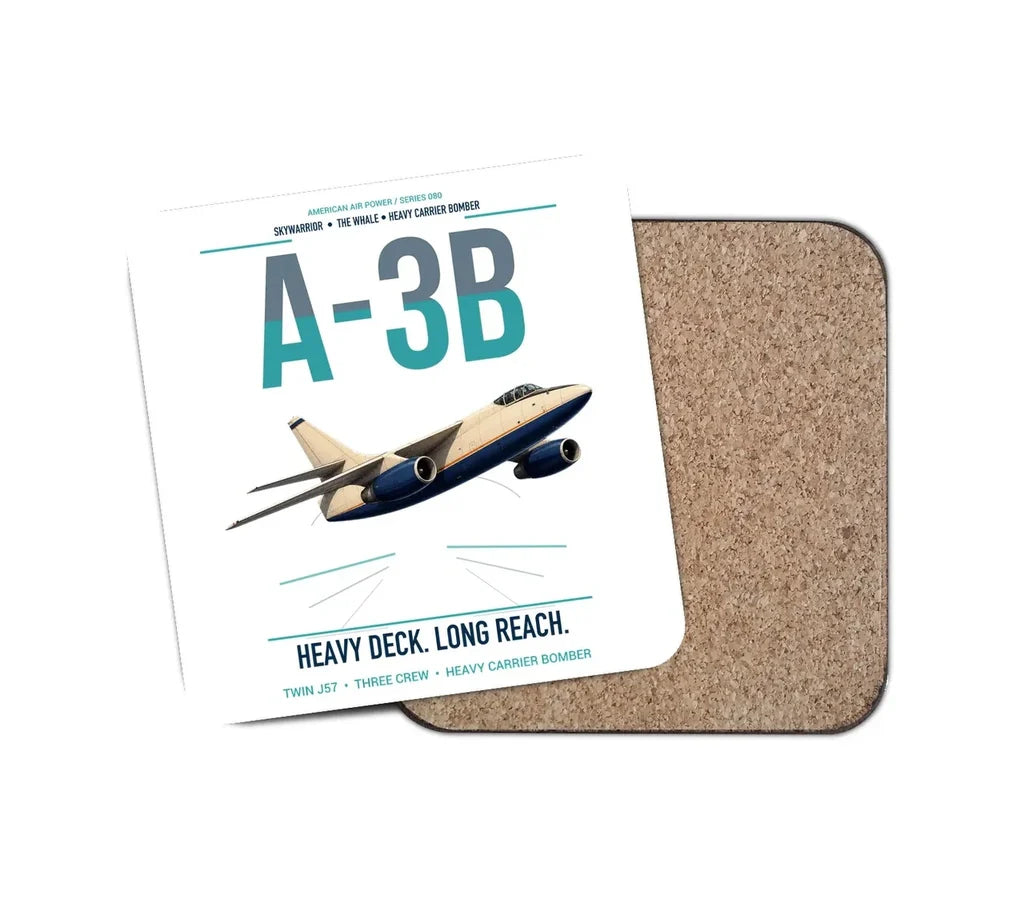 A-3B Skywarrior design on white 1 piece coaster