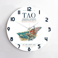 Thumbnail for Qingdao Jiaodong International Airport (TAO) design on white no frame wall clock