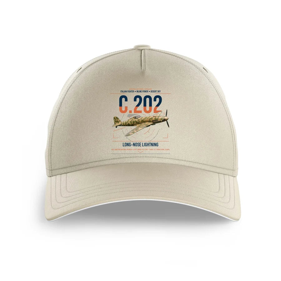 Macchi C.202 Folgore design on beige printed hat