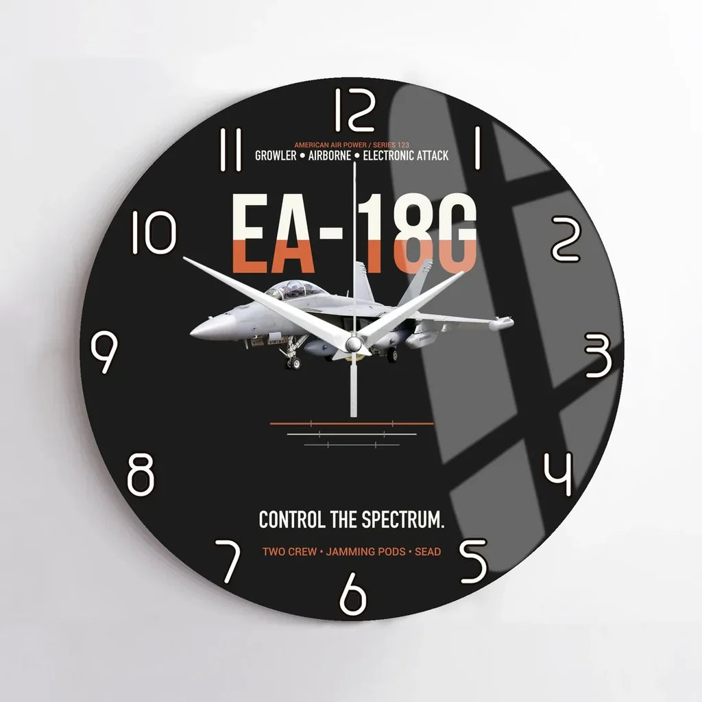 EA-18G Growler Control The Spectrum design on black no frame wall clock