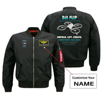 Thumbnail for DJI Flip design on black bomber with custom name badge