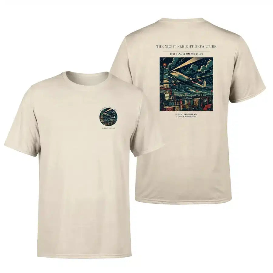 VINTAGE G4248 - The Night Freight Departure - Double-Side T-Shirt design on beige double side t shirt