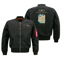Thumbnail for Girona–Costa Brava Airport (GRO) design on black bomber jacket
