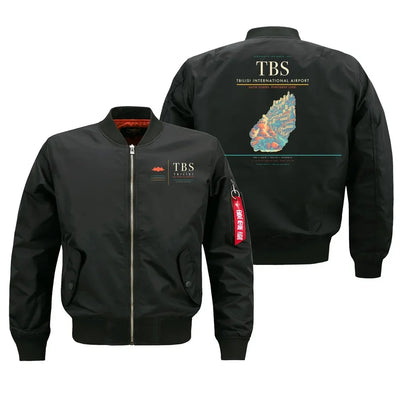 Tbilisi International Airport (TBS) design on black bomber jacket