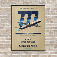 Thumbnail for Boeing 777-9 vertical canvas print - framed - beige background