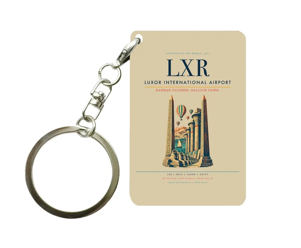 Luxor International Airport LXR Key Chain design on beige key chain