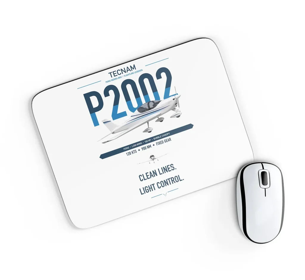 Tecnam P2002 Sierra MkII design on white rectangle mouse pad