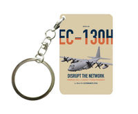 Thumbnail for EC-130H Compass Call design on beige designed key chain, double-side print