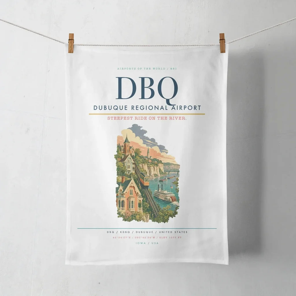 Dubuque Regional Airport (DBQ) design on white towel