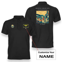 Thumbnail for VINTAGE G4392 - The Rural Library Wing - Double-Side Polo T-Shirt design on black+name