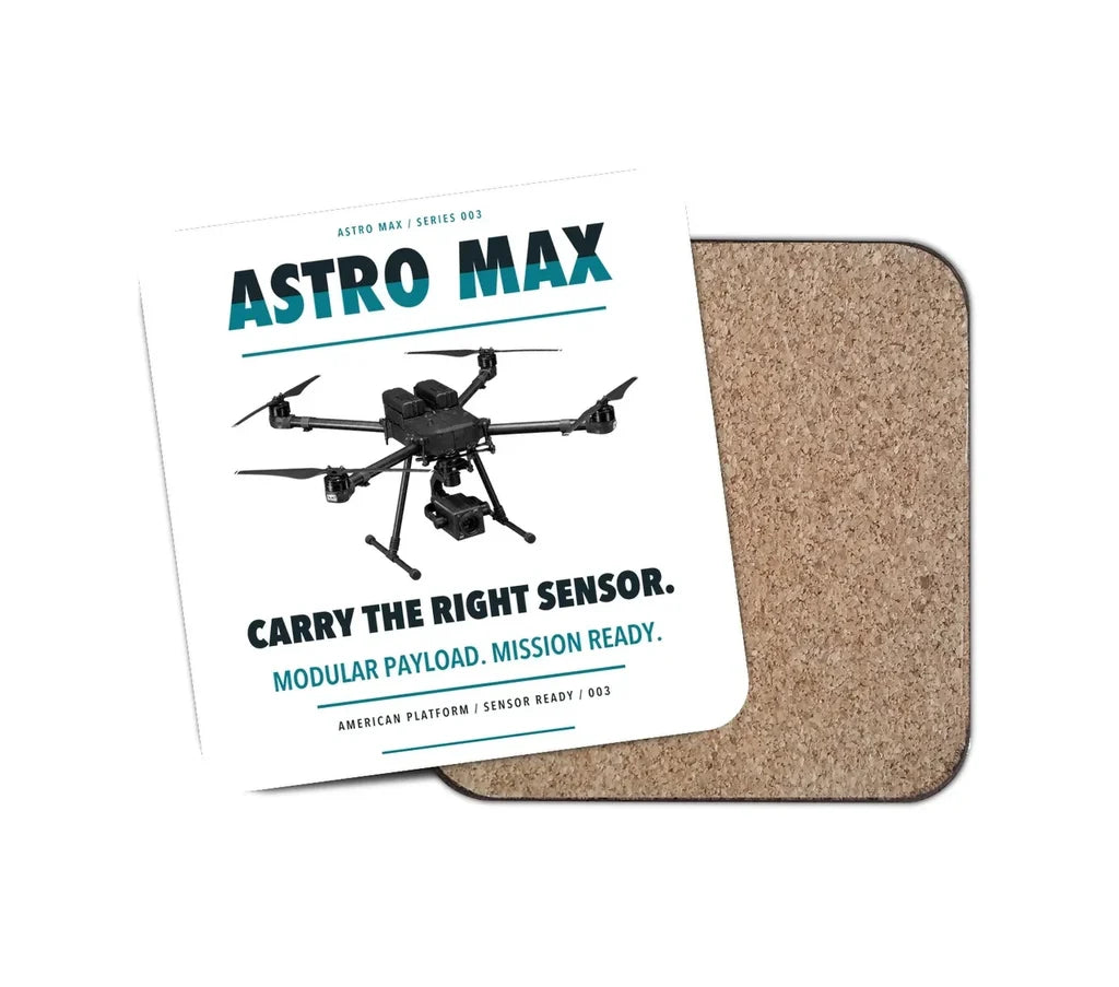 Freefly Astro Max design on white 1 piece coaster
