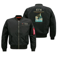 Thumbnail for Rotterdam The Hague Airport (RTM) design on black bomber jacket