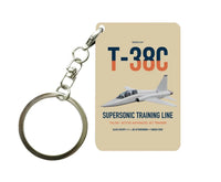 Thumbnail for T-38C Talon design on beige designed key chain, double-side print