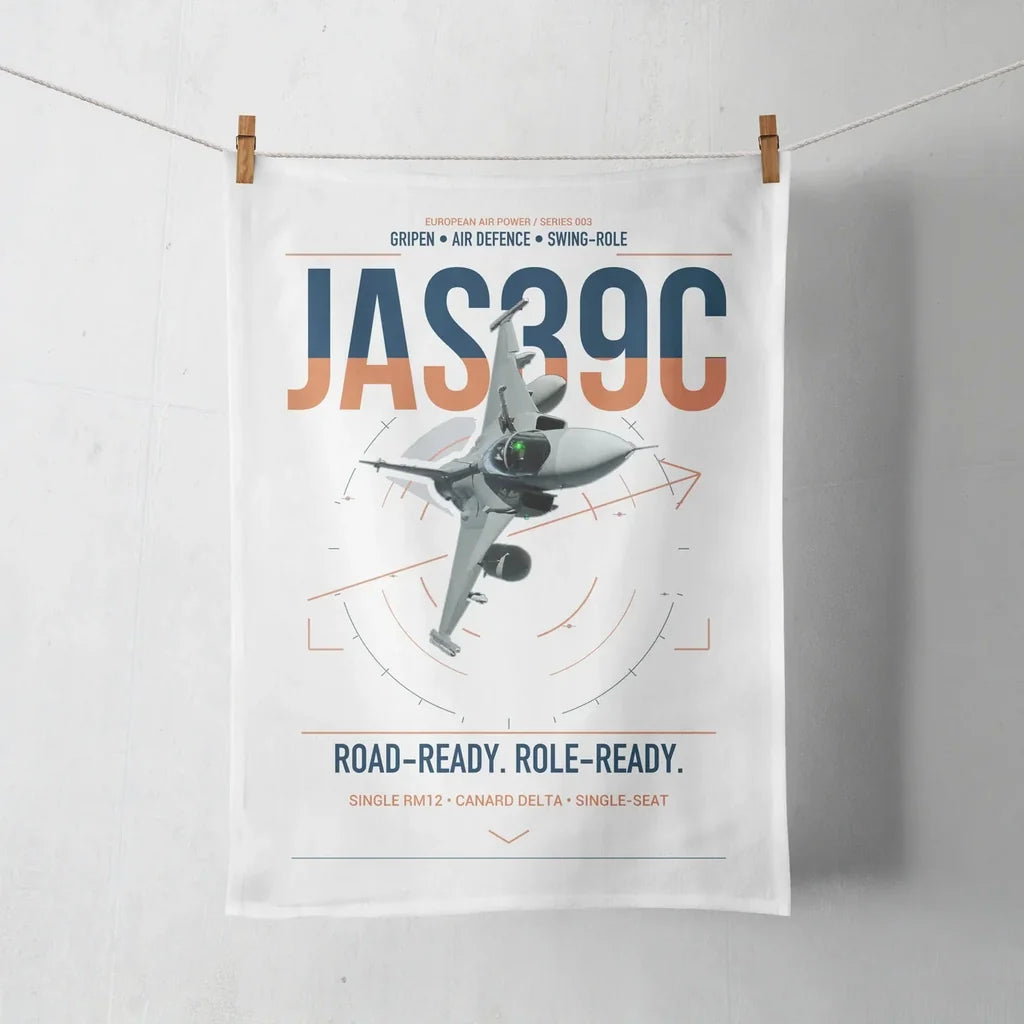 Saab JAS 39C Gripen design on white towel