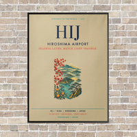 Thumbnail for Hiroshima Airport HIJ vertical canvas print - framed - beige background