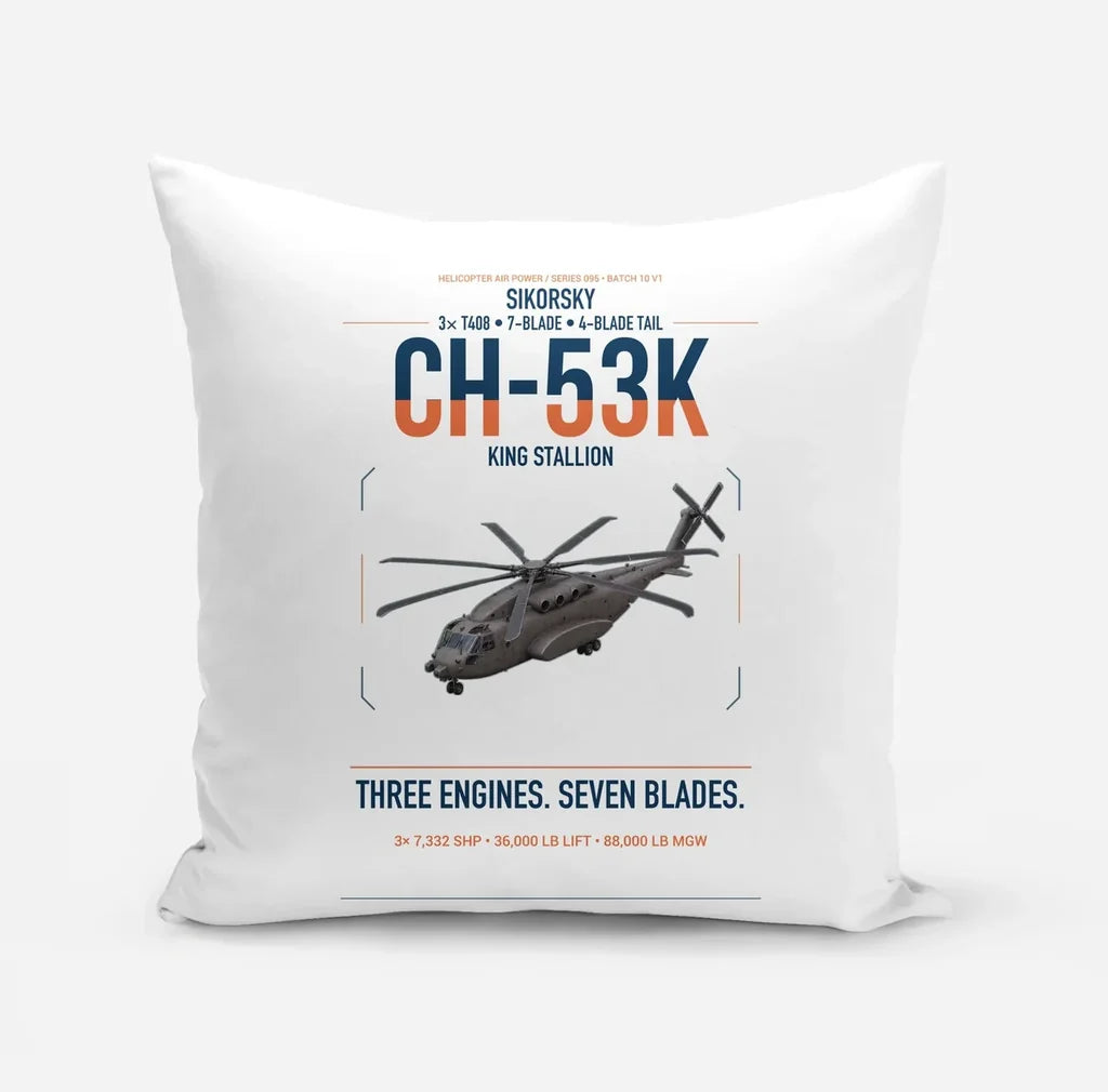 Sikorsky CH-53K King Stallion design on white pillow