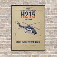 Thumbnail for Airbus H215 vertical canvas print - framed - beige background