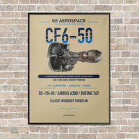 Thumbnail for CF6-50 vertical canvas print - framed - beige background